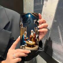1PC Phone Case ,  Nativity Scene With Mary Joseph And Baby Jesus , Stylish Phone Case, Phone Decoration, All-around Lens Protection, Creative Small Gift, Funny Gift for Boys and Girls - Negro - Ver 5