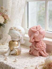 1个心形天使硅胶模具 - 可重复使用，易于脱模，适用于树脂/石膏/蜡烛，情人节/母亲节/圣诞节家居装饰礼物 - 白色 - 查看 2