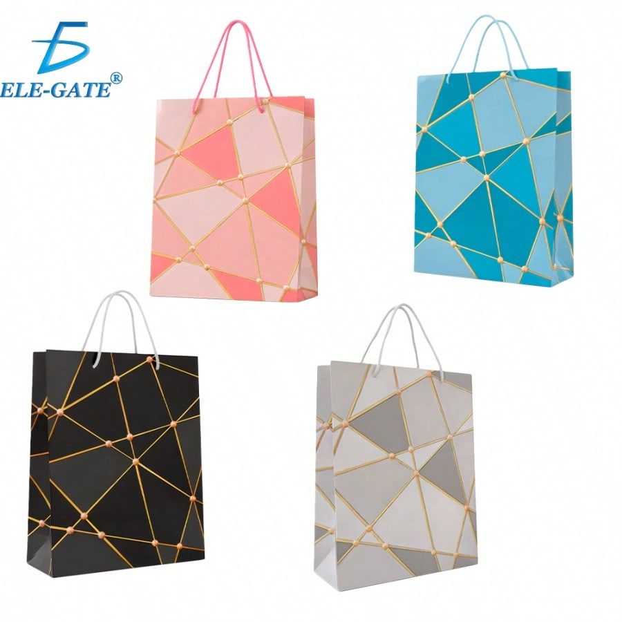 Paquete de 12 Bolsas de Regalo con Asa Resistente – Diseños Modernos y Colores Vibrantes. Despacho con colores mixtos