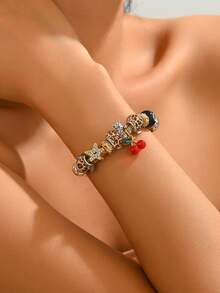 1件时尚DIY串珠手链，豹纹图案，台球造型，8字形水晶环，星形珠子，樱桃吊坠手链，适合日常、派对、周年纪念、特殊场合、生日礼物 - 4629櫻桃 - 查看 8