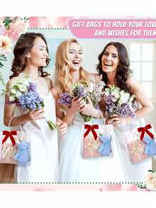 5个可重复使用的透明PVC礼品袋，带提手和红色蝴蝶结，适用于婚礼、派对、生日、返校、情人节和其他场合。 - 透明 - 查看 4