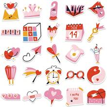50 Peças Adesivos Decorativos DIY Criativos e À Prova d'Água para o Dia dos Namorados, Adesivos de Arte Decorativa para Tablet, Computador, Caderno, Capa de Celular, Guitarra, Escrivaninha, Copo, Mala, Snowboard, Brinquedo, Decoração de Conta Manual - Multicolorido - Visão 2