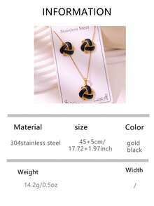 VJS 1 Set Fashion French Drip Glaze Triangle Necklace & Earrings Set, 304 Stainless Steel Material, Waterproof & Rust-Proof, Multiple Colors Available, Suitable For Daily Wear And Gift - French Necklace and Earring Set - View 9