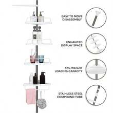 4 Tier Telescopic Bathroom Wall Corner Shelf Rack Shower Caddy Storage Organizer Hanging Hangable - Black - View 2