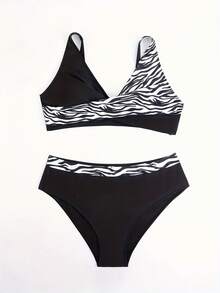 Women's High Waist Two Piece Swimsuit – Printed Bikini For Pool & Beach Days - TD-C005-01 - 查看 6