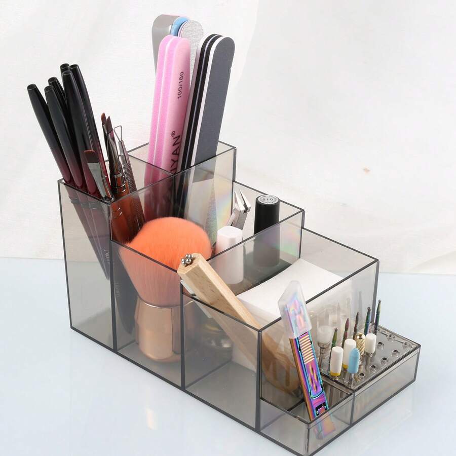 Multi-Functional Storage Box, Cosmetic Display Case, Nail Art Drill Bit Holder, Nail Art Pen & Buffer Organizer - Multicolor - View 1