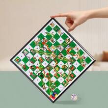 磁性蛇梯棋游戏套装，可折叠便携设计，轻巧紧凑，旅行游戏套装礼品，家庭娱乐玩具 - 綠色 - 查看 3