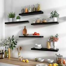 XGKSet de 6 Unidades Estantes Flotantes Soportan asta 8 kg Repisas Flotantes estantes flotantes de Pared Estante de Almacenamiento Flotante Simple y Moderno 30 * 15 * 1.5 Negro  Café - 301515 - Ver 5