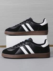 男女通用休闲系带平底运动鞋，多功能运动鞋，适合学生和室内健身训练 - 黑色 - 查看 2