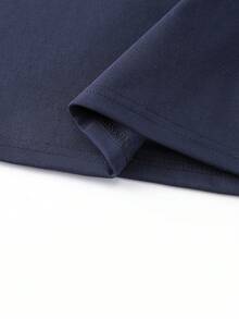 Navy Blue Contrast Cartoon Print Casual Loose Versatile Commuting Unisex Heavyweight All-Match Tee, Suitable For Students And Women, Spring/Summer - Navy Blue - View 6