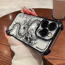 Funda de teléfono de lujo premium a prueba de golpes y resistente a caídas Funda de teléfono: Más de 15 modelos disponibles, funda de teléfono transparente con patrón de dragón electrochapado de cuatro esquinas anti-caída para iPhone 17/17 Air/17 Pro/17 Pro Max/16/16 Plus/16 Pro/16 Pro Max/15/15 Plus/15 Pro/15 Pro Max/14/14 Plus/14 Pro/14 Pro Max/13/13 Pro/13 ¡Regala a tu amado teléfono una funda protectora confiable! - 1 pieza - Ver 5
