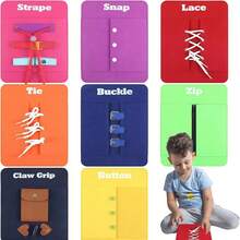 Montessori Early Education Felt Busy Board, Children's Dressing Learning With Zipper, Buckle, Shoelace, Button, Independent Play - Multicolor - View 2