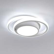 Small Modern LED Ceiling Light,2 Rings Creative Design Ceiling Lamp Black Indoor Hallway Light Fixtures For Living Room Bedroom Kitchen Office(Cool/Warm/Natural Color) Christmas Lighting, Christmas Decorations, Christmas Gifts, Valentine's Day And New Year Gifts - 白色 - 查看 13