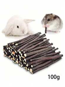 100g Natural Apple Wood Chew Sticks, Handwoven Natural Ball, Apple Wood Cage Hanging Chew Toys Set For Hamsters, Rabbits, Guinea Pigs And Other Pets - Multicolor - View 13