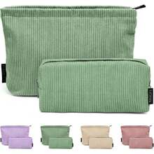MAGEFY 2 pcs Bolsa de Cosméticos de Pana Estética Bolsa de Maquillaje Cosmetiquera para Maquillaje Neceser Mujer Portátil Cosméticos para Viajar Bolsas de Mujer (Verde),37336379 - Naranja Quemada - Ver 1