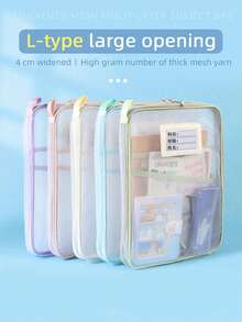 A4 Student/Teacher Book Storage Bag, Large Capacity Stationery Organizer Bag, File Folder, School/Office Supplies Pouch - Multicolor - View 9