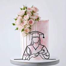 1个/3个黑色亚克力毕业肖像蛋糕装饰插牌，用于庆祝毕业派对DIY蛋糕甜点装饰 - 彩色 - 查看 4