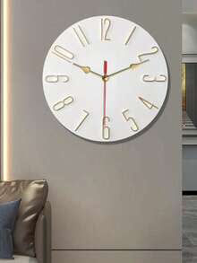 1个现代静音挂钟，无框木纹表盘，3D数字，适用于客厅、卧室和办公室 - 电池供电（不含电池） - 彩色 - 查看 3