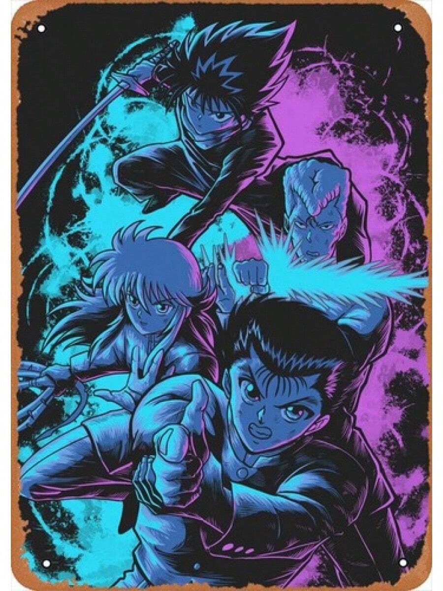 Póster de metal de anime y figura de manga Cartel de metal de Yu Yu Hakusho Decoración de arte de pared - 1 - Ver 1