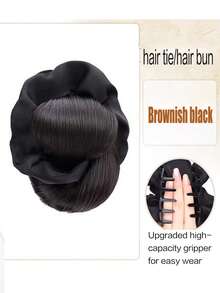New Synthetic Hair Bun Claw Clip With Hair Band Natural Wig Hair Clip Fluffy Brown Black Bun Head Wig Hair Accessories - Multicolor - View 10