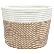 vidaXL Cestos de guarda 2 pcs castanho e branco Ø24x18 cm algodão - Multicolorido - Ver 6
