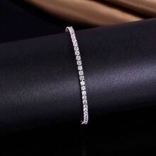 VOLUKA 3mm CZ Tennis Bracelet, Cubic Zirconia Pendant Bracelet, Unisex - White - View 4