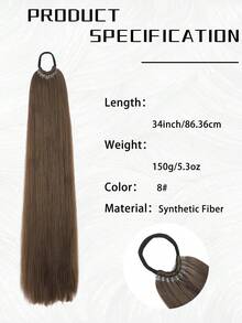 Music Festival 26/34Inch Synthetic Hair Extensions Ponytail Hair Extensions With Rubber Band Natural Long Straight Hair Black Brown DIY Hair Extensions Straight Ponytail Braids Suitable For Women Daily Life And Holiday Party Wear - Multicolor - View 3