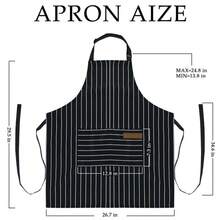 2pcs  Apron - Unisex, Adjustable Bib Kitchen Apron, Cooking Apron, Aprons For Women Men With Pockets, Chef Aprons Baking Strap Gift - Black and White - View 6
