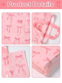 50个粉色蝴蝶结礼品袋，蝴蝶结星星手提袋，蝴蝶结生日派对礼品装饰袋，婴儿派对装饰，婚礼装饰，新娘送礼会回礼，粉色蝴蝶结派对用品，购物袋，耐用塑料袋，家居收纳，小型企业用品，厨房包装，粉色蝴蝶结装饰，房间装饰，家居装饰，派对回礼，复活节，毕业典礼 - 粉紅色蝴蝶結 - 查看 6