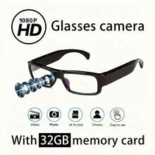 1080P HD Wearable Glasses Camera With Built-In Camera And 32GB TF Card – Free Video Recording, Loop Recording, Autofocus And Stabilization System, Ergonomic Design, Suitable For Motorcycle Riding, Outdoor Sports, And FPV Drone Shooting (Compatible With Smartphones/Tablets/Computers) – Portable Smart Glasses Camera, Supports Continuous Recording And Automatic Exposure Control, AVI File Format. - 32GB - 查看 1