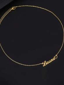 1pc Custom Shiny Frosted Name Necklace, Personalized Heart Name Necklace, Custom Name Stainless Steel Necklace, Personalized Pendant, Casual Style Suitable For Middle School, High School, College Students, Customized Text Necklace, Showcase Your Charm, Jewelry, Seasonal Selection - Nhiều màu - Xem 3