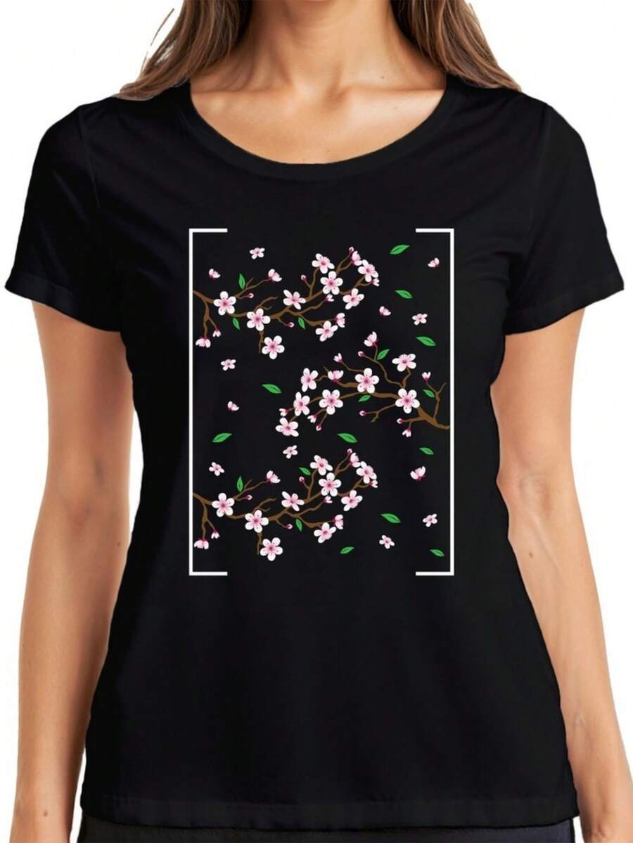 KirschblüteSakurZweigFrühlinJapaniscBlütenmusteStiDameT-Shirt - Negro - Ver 1