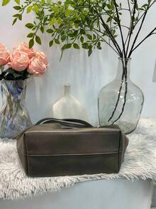 Ladies' Leather Handbag, Brown/Chocolate Brown/Black Large Capacity Shoulder Bag - Marrón Chocolate - Ver 3