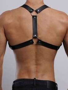 1/2pcs Men's PU Leather Collar And Shoulder Strap, Gothic Style Lingerie Accessory, Suitable For Daily Wear And Party - Black - View 3