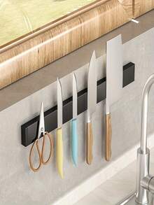Magnetic Knife Rack, Magnetic Utensil Holder, No Drilling Required, Easy Installation, Space-Saving, Secure Function, Strong Magnetic Force, Wall-Mounted, Suitable For Kitchen Knives, Spoons, Cutlery, Dining Room, Kitchen, Home, Ideal Choice For Kitchen (Random Style) - Black - View 5