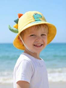 1顶幼儿男童可爱恐龙印花渔夫帽，防晒，适合春夏佩戴