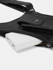 1pc PU Leather Casual Men's Waist Bag, Functional Streetwear Style Versatile Men's Chest Bag Phone Bag - Nhiều màu - Xem 6