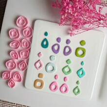 1/2/12 szt. uroczych, mieszanych, geometrycznych foremek do gliny polimerowej (14 mm) – urocze narzędzia rzemieślnicze do majsterkowania, biżuterii, kolczyków, zawieszek i ręcznie robionych dekoracji - Różowy - Zobacz 2