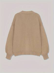 新款秋冬时尚甜美温柔草莓装饰灯笼袖女式开衫，长袖上衣