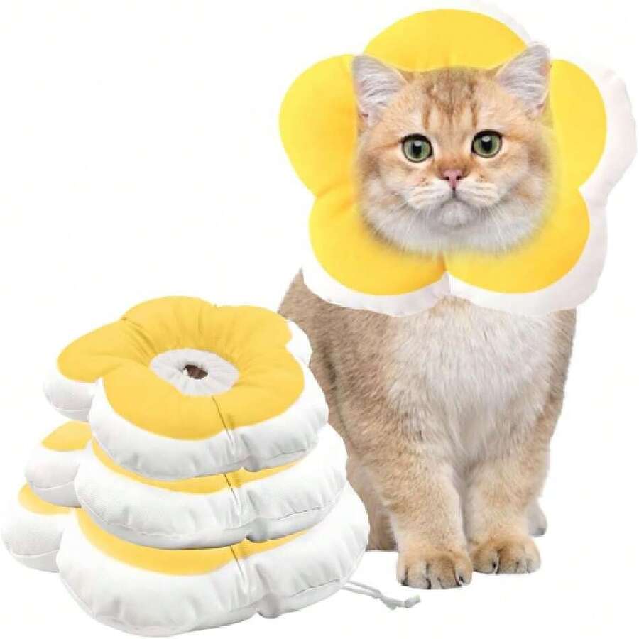 Collar De Recuperación para Gatos Y Perro, Cuello Ajustable, Collar Protector para Mascotas, Evite Lamer O Rascarse Herida, Collar Protector De Perro En Forma De Flor (Amarillo, S),37367436 - azul real - Ver 1