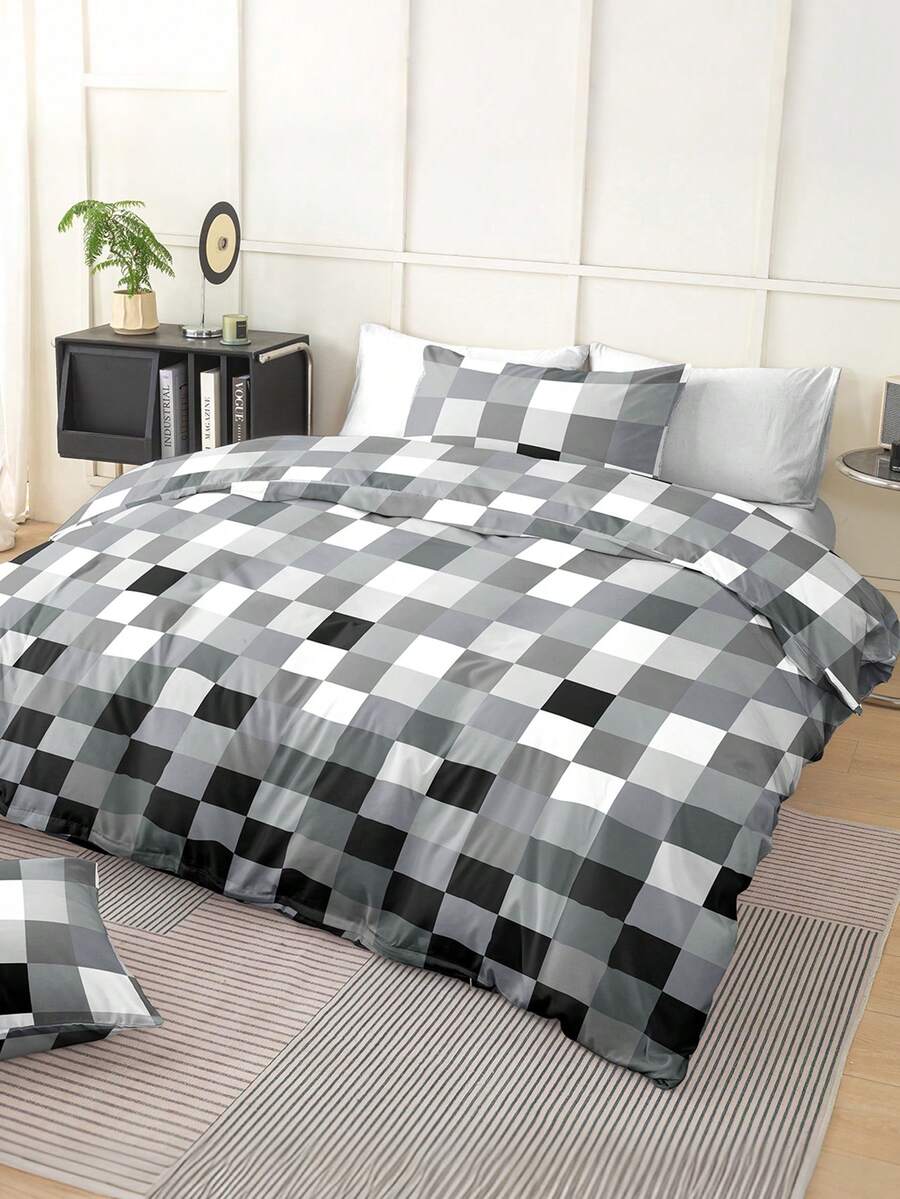 3 pièces Ensemble de literie avec motif mosaïque, en microfibre premium ultra-douce et respirante. Utilisable toute l'année, lavable en machine, résistant à la décoloration, au boulochage et au rétrécissement, sans froissage. Complète parfaitement les esthétiques minimalistes nordiques et modernes. Facile d'entretien, convient pour les lits King/Queen/Full/Twin. Parfait pour la maison, le dortoir, l'appartement, la chambre d'hôte et les cadeaux.