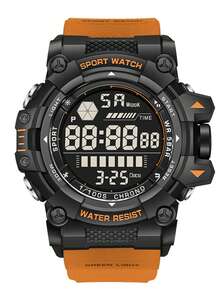 LIGE 时尚休闲青年多功能石英表，夜光双显手表 - 黑色 - 查看 16