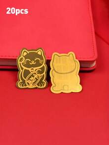 1/10/20pcs Golden Lucky Cat Stickers - Decorative Phone & Computer Back Cover Stickers With Shimmering Glitter, Lucky Symbols For New Year Gift, Reusable Self-Adhesive Round Stickers For Phones, Tablets, Laptops, Cat Accessories, Tech Accessories, Festive Decoration, Playful Design, High Quality Print - Multicolor - View 13