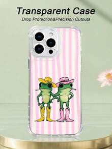 1PC Diseño de ranas vaqueras carcasa transparente para Apple Minimalista protección contra caídas ,para Samsung ,para Xiaomi,para Moto,compatible con iPhone16/15/14/13/12/11/XS/XR/X/PLUS/PRO/PROMAX Sensación cómoda en la mano Regalo festivo Para amigos, novia, novio, familia - transparente - Ver 2