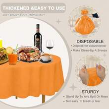 D&Z Plastic Tablecloth Disposable, 12 Pack Orange Table Cloth Individually Wrapped For Indoor&Outdoor, On-The-Go 84" Tablecover For Round Table Ideal For Party, Birthday, Wedding And Dinner - 橘色 - 查看 5