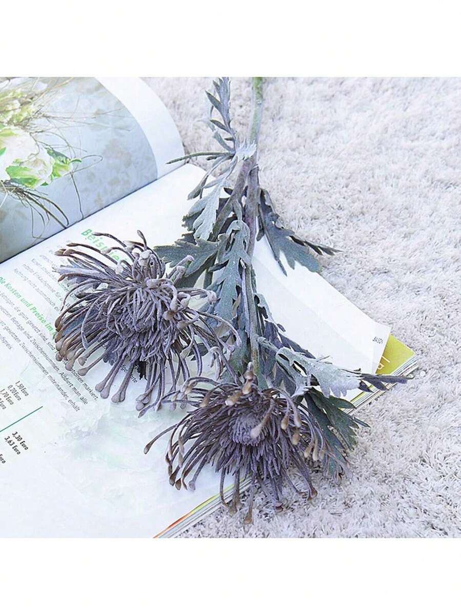 1/120支 14.96英寸人造菊花,仿真植物,适用于家居、餐厅、客厅、户外花园装饰、插花、摄影道具、春季、夏季、花瓶、花墙、花环、新娘捧花、婚礼装饰、DIY花环材料、生日派对装饰、家居装饰配件、情人节 - 灰色 - 查看 1
