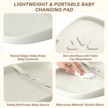 Hygienic Changing Table, Multifunctional Changing Station, Washable Changing Mat, Portable Changing Console, Antimicrobial Changing Platform, Beige - 杏色 - 查看 2