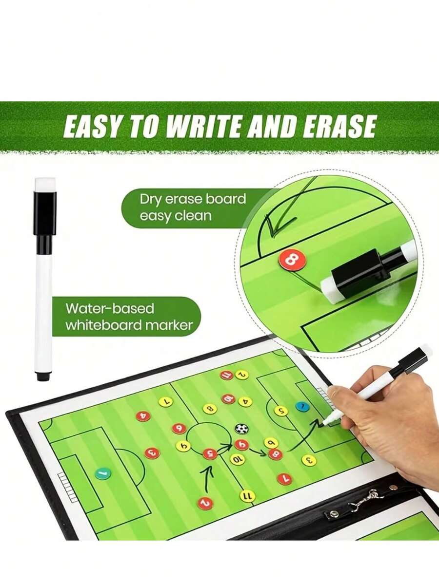 1 Set de Accesorios para Pizarra Táctica - Piezas Magnéticas de Baloncesto/Fútbol, Bolígrafo y Borrador para Pizarra Blanca - Multicolor - Ver 1