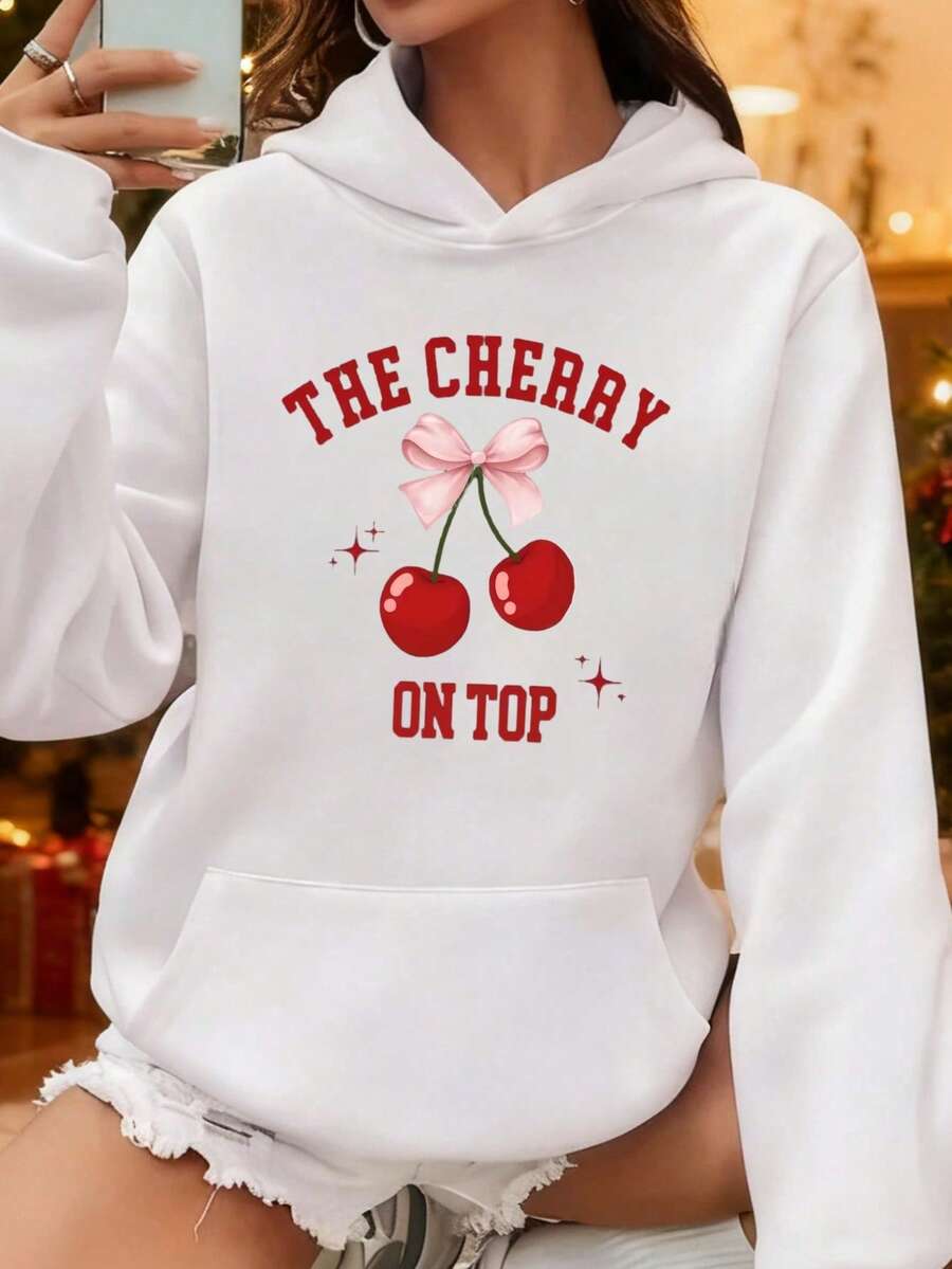 Suéter de mujer de algodón con estampado de cereza característico - combinación diaria suave y cómoda - casual y de moda - envío local mexicano - Blanco - Ver 1