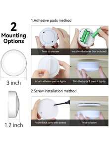 1/3/6pcs Wireless Wall Lights, Living Room Lighting, Triple RGB Wireless LED Wall Lamps, Cabinet Lighting, LED Spotlights, Battery Powered With Remote Control, Lighting Fixtures, LED Lights, Night Lights, Illumination, Reading Lights, Wireless Spotlights, Suitable For Corridor, Bathroom, Bedroom, Kitchen Cabinet, Stairs, Home Decor - 白色 - 查看 7